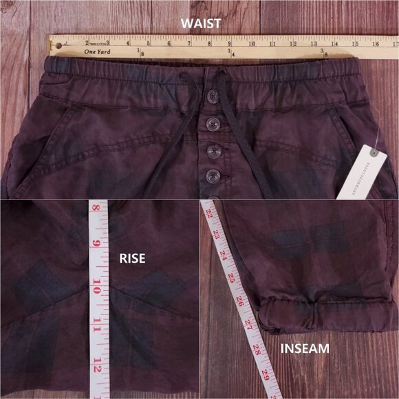 NWT Anthropologie Womens Size Small Jacquie Button Fly Joggers Pants Plaid Plum - Picture 14 of 14